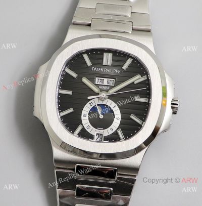 GR Factory Patek Philippe Nautilus Annual Calendar Moonphase Watch Black Dial